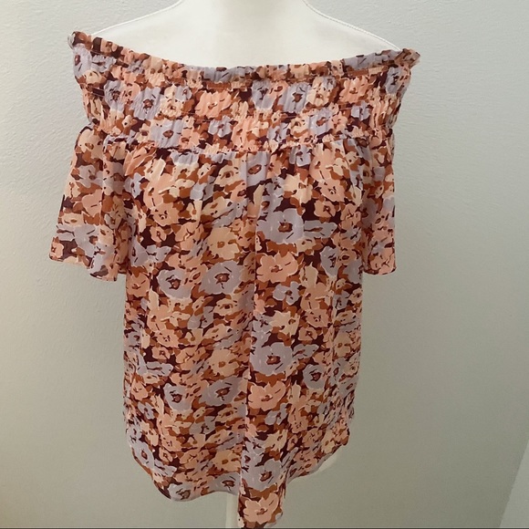 Madewell Smocked Mockneck Floral Breeze Top small - Picture 3 of 8